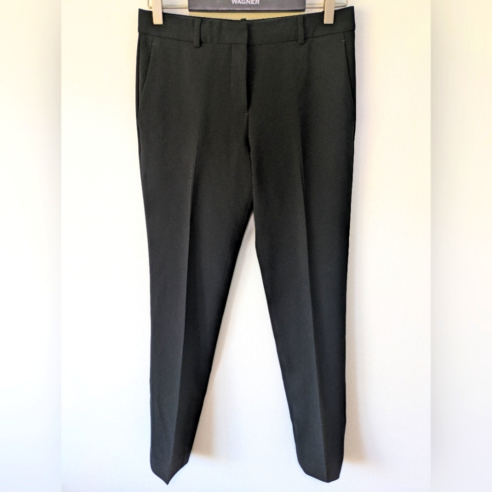 Theory Treeca 2b Modern Crepe Straight Pants Suit Black Size 2 Length 28" EUC - Picture 2 of 14